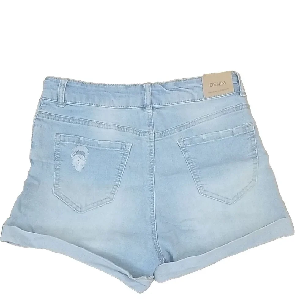 Love Tree High Rise Button Fly Denim Shorts 6 Light Wash Distressed Cutoff Summe